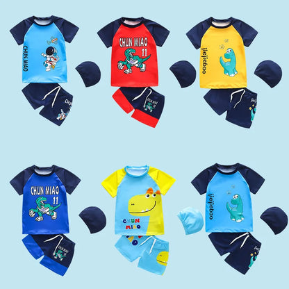 Boys Swimwear Two Pieces Swimsuits Toddler Boys Floating Suit Children Surfing Suit Kids Cartoon Beach Wear Swimming Trunks