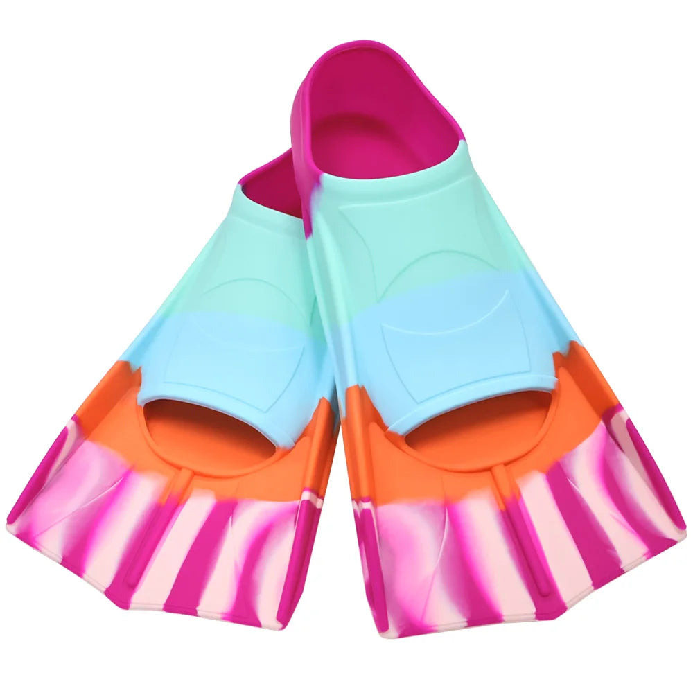 Silicone Swimming Flippers Snorkel Fins Short Frog Shoes Professional Training Breaststroke Scuba Diving Snorkel Men Women