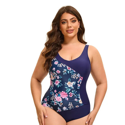 Plus Size Women's  One Piece Swimsuit Women Athletic Swimming Bathing Suit Flower Printed Swimwear