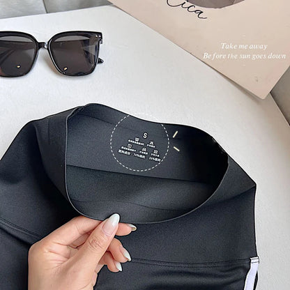 Women Shark Running Short Leggings Summer Side Stripe Sports Biker Shorts High Waist Skinny Seamless Bicycle Shorts