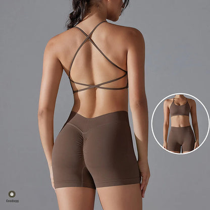 2PCS Women Scrunch Tracksuit Fitness Seamless Yoga Set Sportswear Workout Sport Bra High Waist Legging Gym Pant Activewear