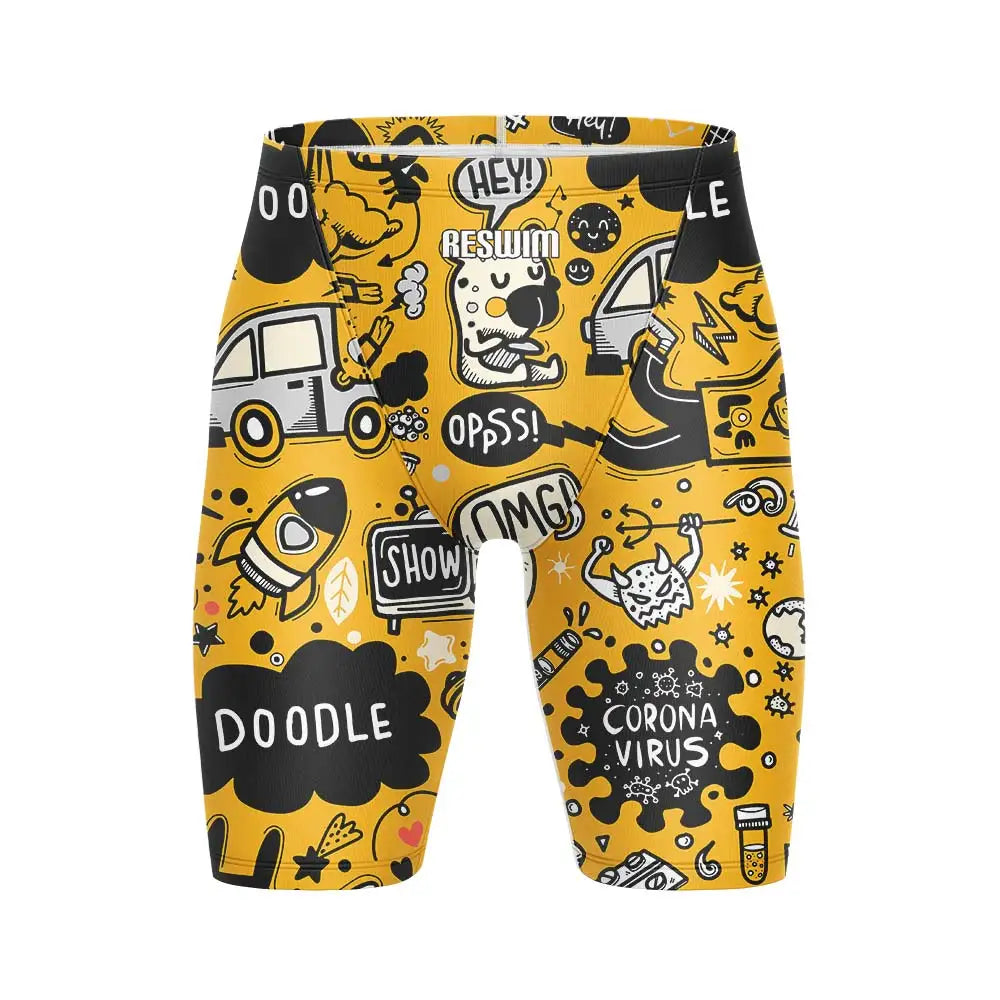 Summer Men's Swim Jammer Athletic Training Swimsuit Swimming Trunks Beach Pool Tights Shorts Quick Dry Running Surfing Pants