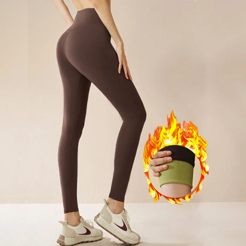Aiithuug Winter Gym Legging Fitness Fleece Warm Yoga Leggings Workout Running Legging Jogging Pants Brushed Velvet Sports Tights