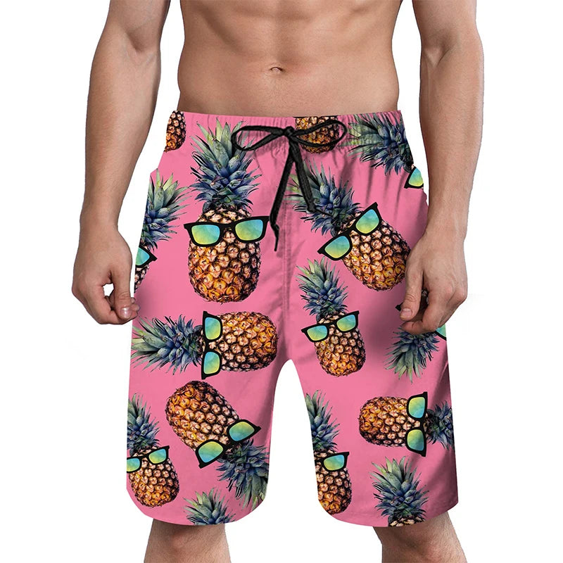 3D Print Quick Dry Swim Trunks For Men Summer Casual Surf Elastic Waist Beach Shorts Men's Drawstring Boardshorts Streetwear