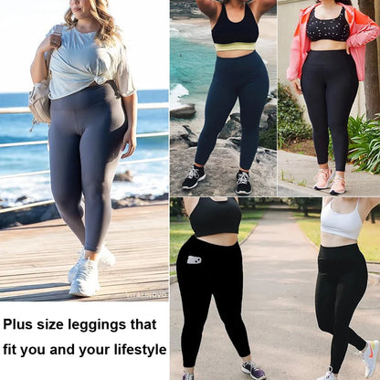 Plus Size Leggings with Pockets for Women High Waisted Tummy Control Soft Stretchy Yoga Pants for Workout Running