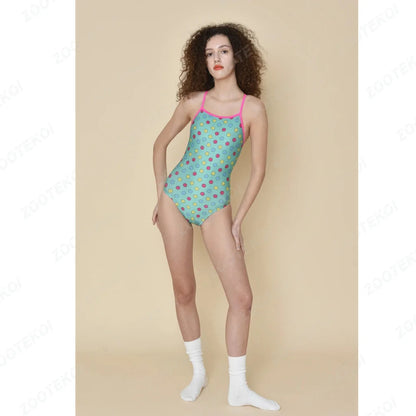 Swimwear Printed Designs Women's Swimming Suit Swimming Pro Team Long Training Comfortable Swimwear Race Training Suit