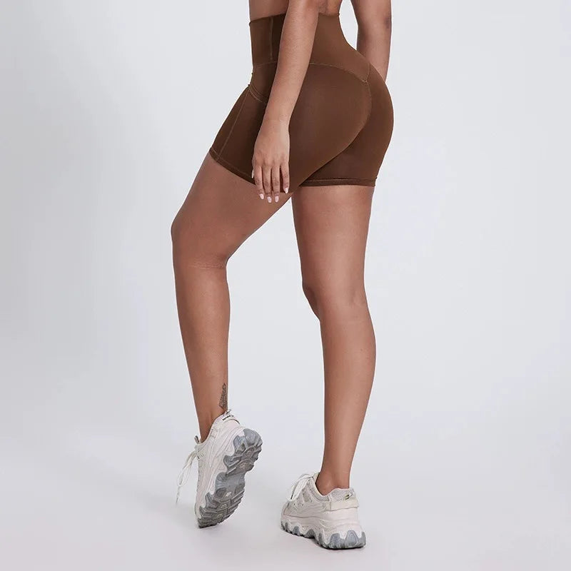 Workout Yoga Shorts Women Sport High Waist Fitness Gym Shorts Pocket Slim Tummy Control Athletic Biker Shorts