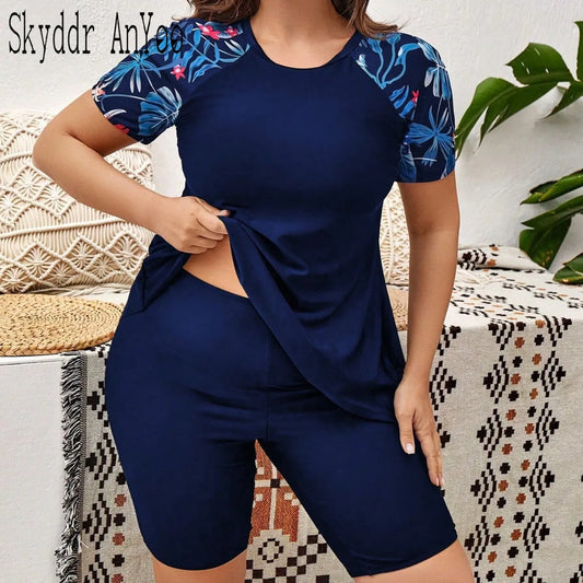 Plus Size Swimsuits Woman Two-Piece Surf Swimwear Sports Beachwear High Waist Bathing Suit Pool Women's Swimming Suit