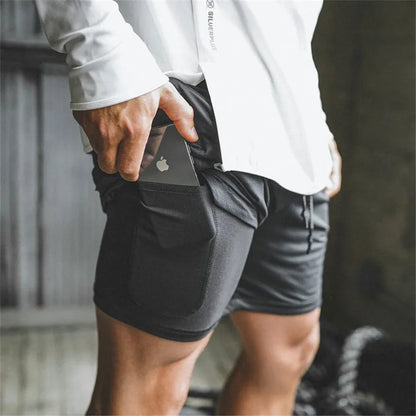 Sport Shorts Men Sportswear Double-deck Running Shorts 2 In 1 Beach Bottoms Summer Gym Fitness Training Jogging Short Pants