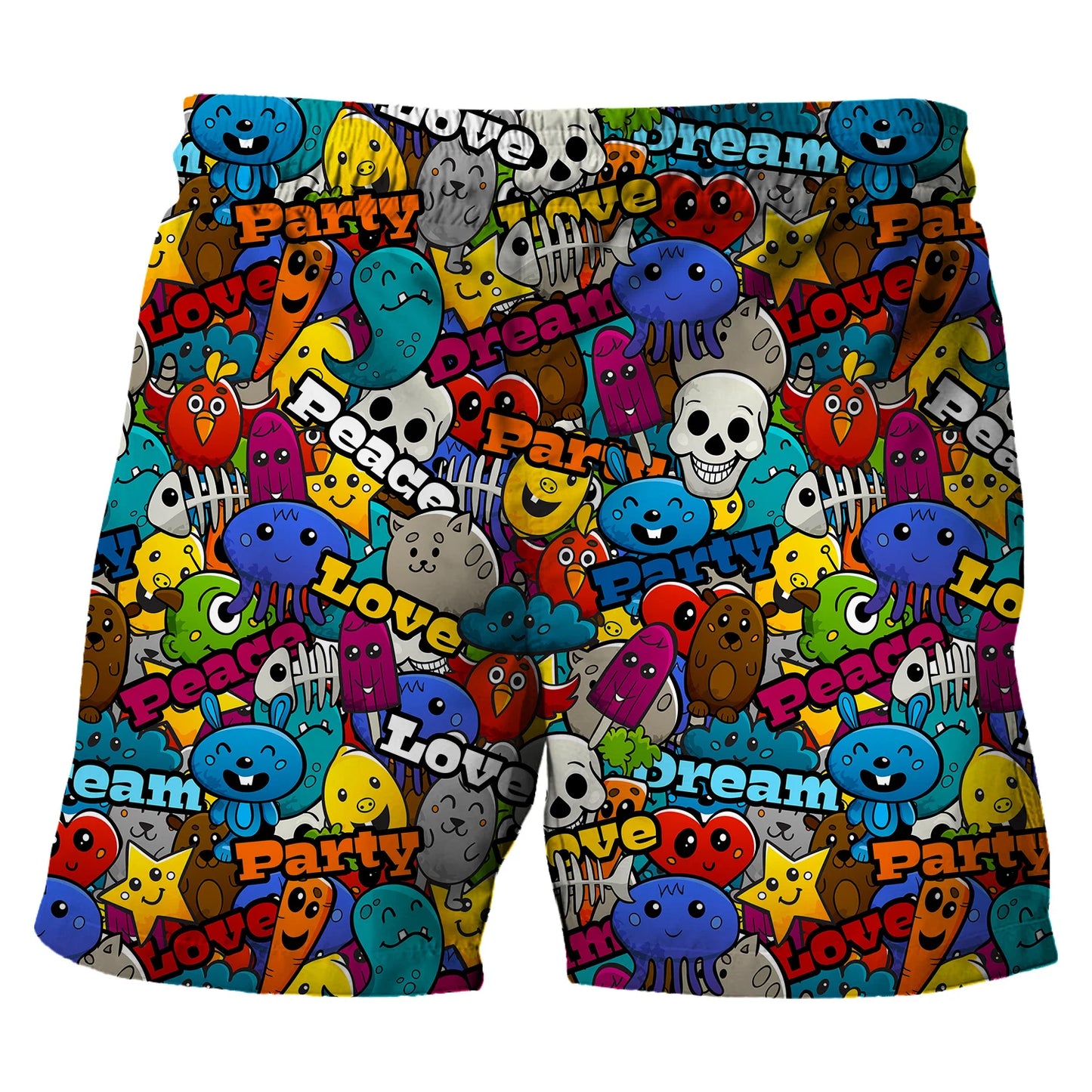 Children's Cartoon Beach Short Pants Summer Boys' Swimming Trunks Casual Funny Emojis Graphic Shorts Kids' Daily Loose Wear