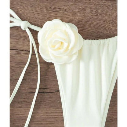 S - XL 3D Flowers Halter Strappy Bikini Women Swimwear Female Swimsuit Two-pieces Bikini set Bather Bathing Suit Swim