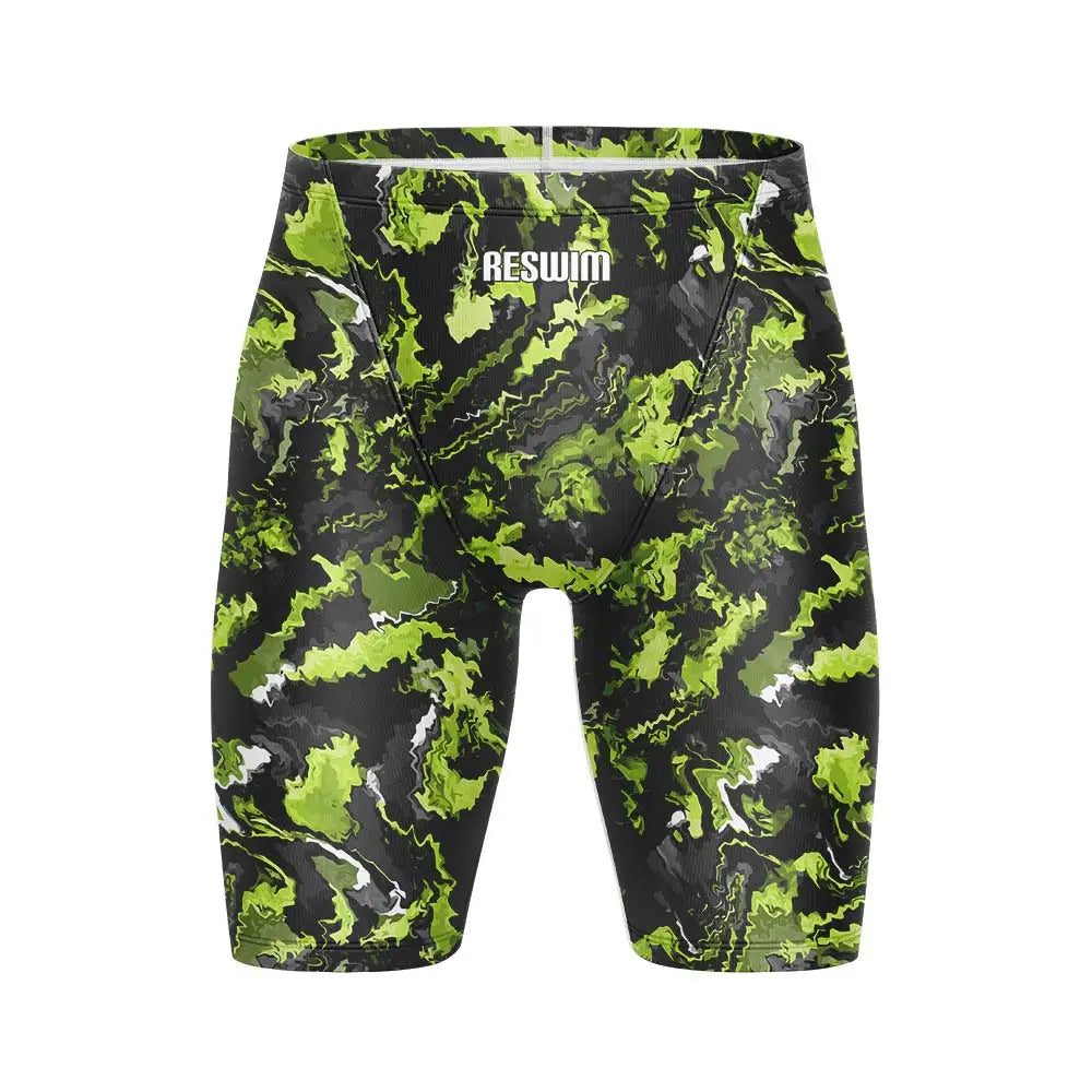 Summer Men's Printing Swim Jammer Shorts Athletic Training Swimsuit Beach Swimming Trunks Swimwear Lycra Tights Surfing Shorts
