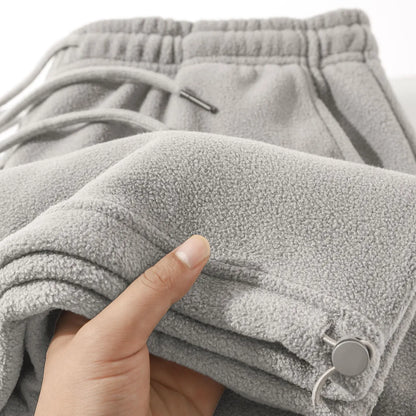 Men's Fleece Vintage Thick Winter Casual Fleece Pants Men Wide legs Baggy Warm Sweatpants Male Drawstring