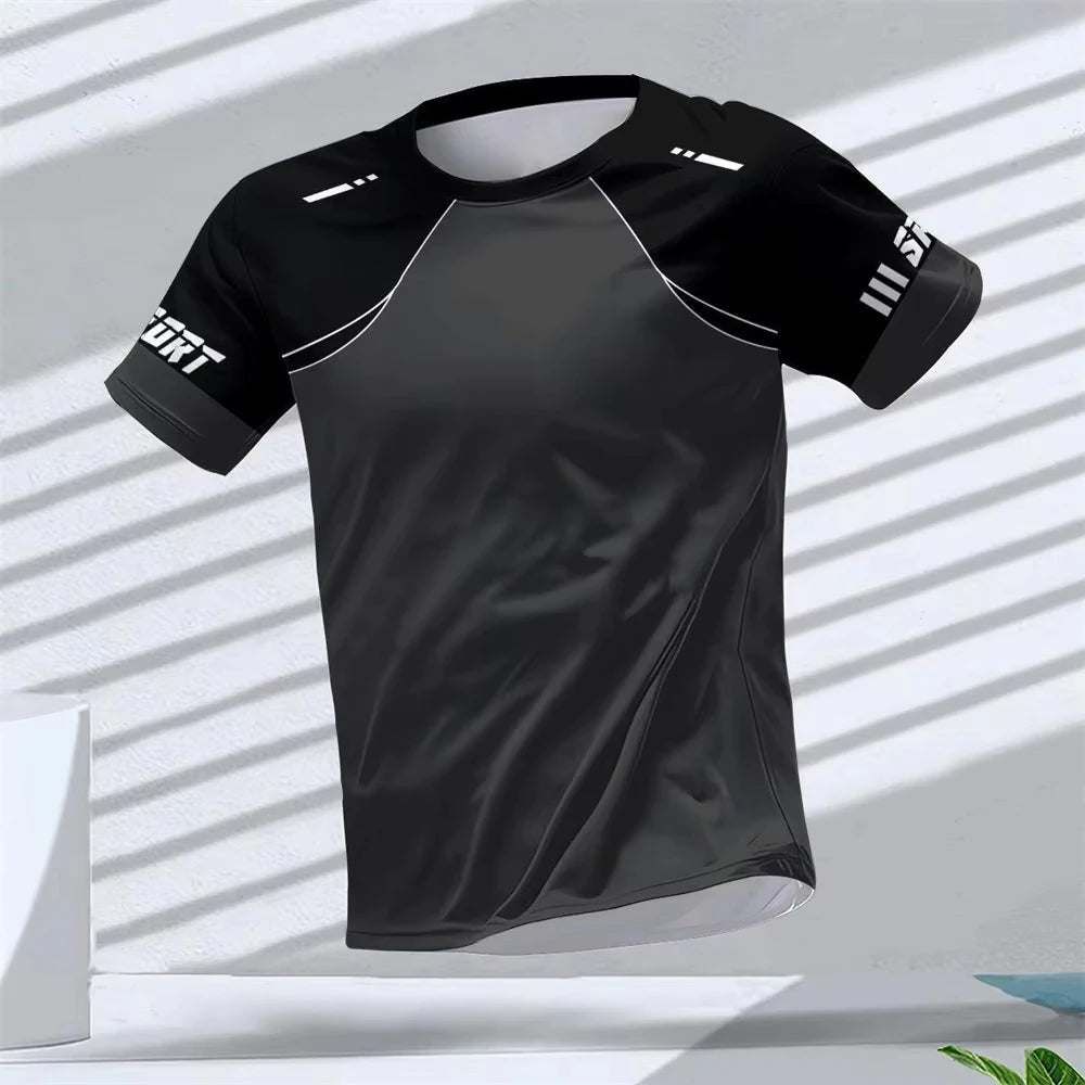 Gym Summer Quick Dry Breathable Men's T Shirt Outdoor Run Fitness Sports Short Sleeve Casual O-Neck Men Gym Sportswear T-Shirt