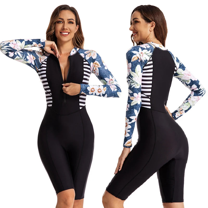 Profession Diving Suit Women Jumpsuit One Piece Wetsuit Swimsuit Long Sleeve Swimwear Women Bathing Suit Surfing Swim Suits