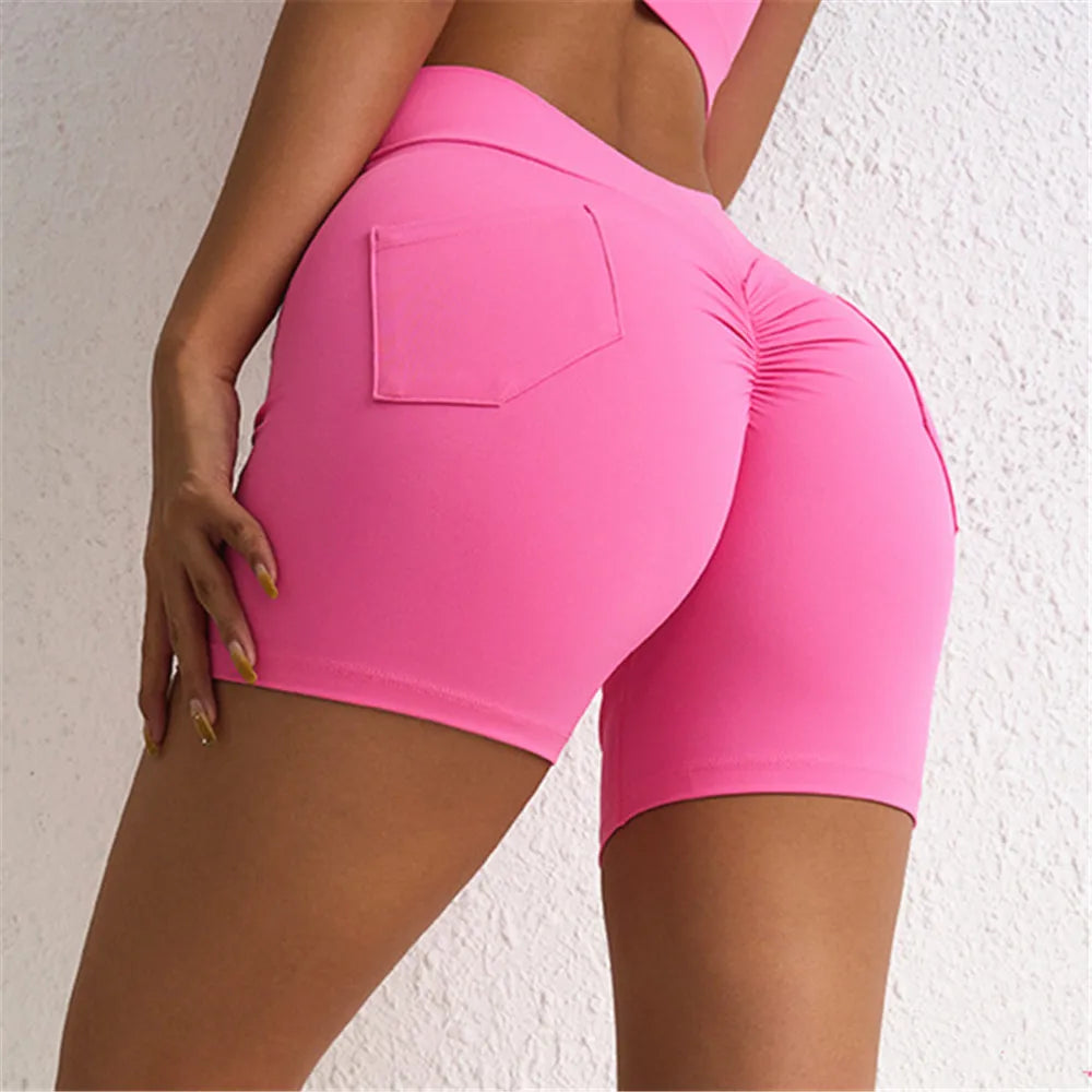 V Back Waist Scrunch Yoga Pant Women Sport Legging Gym Squat Proof Fitness Pant Hip Lift Workout Shorts Tights Active Wear