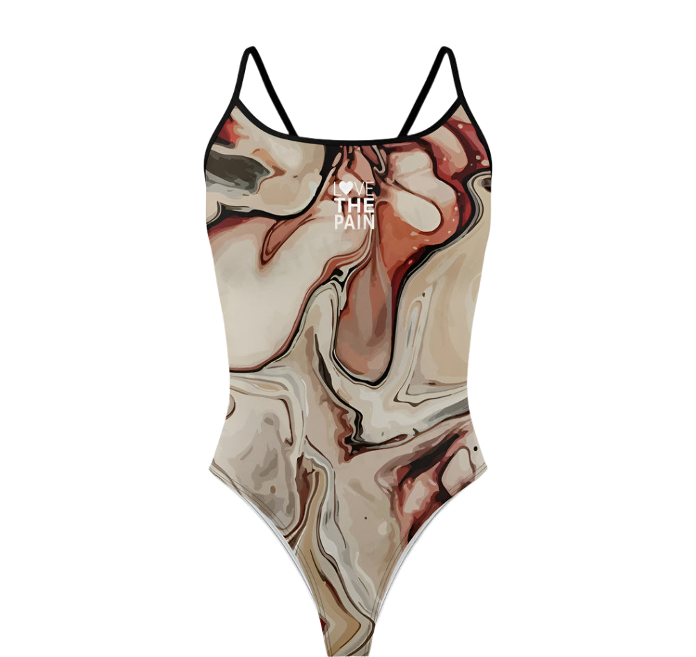 Black & White Design Love The Pain Women Swimsuit One-piece Swimwear Functional Training Swimsuit