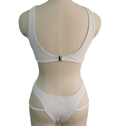 High Cut Push Up Bikini Set Swimsuit Summer Beachwear Brazilian Bathing Suit Solid Swimwear White