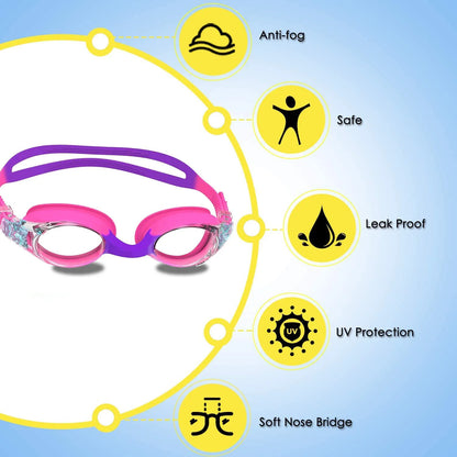 2 Pack Kids Swimming Goggles Age 3-14 Years Old Anti-fog 100% UV Protection Clear Vision No Leaking Quick Adjustable Strap
