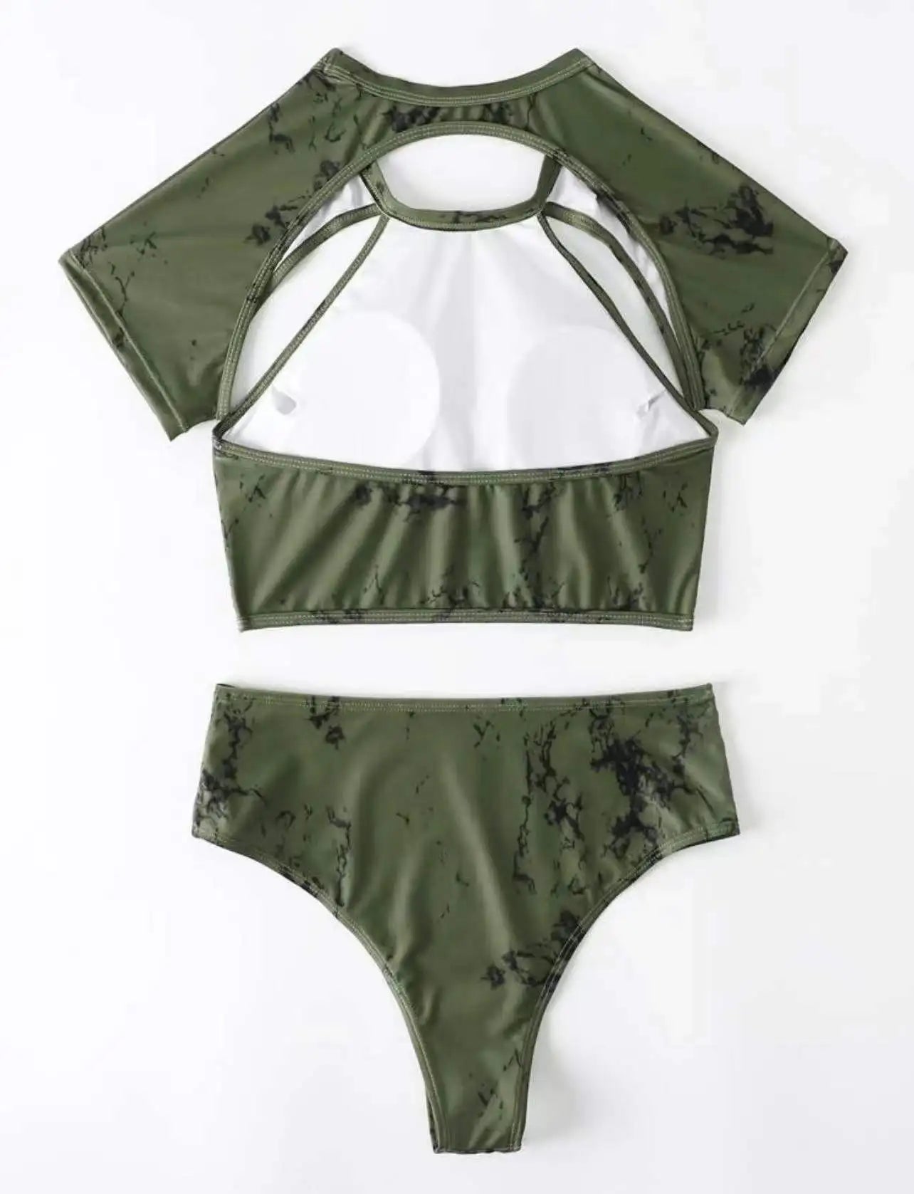 Marble Print Bikinis Women High Neck Swimsuit High Waist Swimwear Female Bathers Bathing Swimming Suit Summer Beachwear