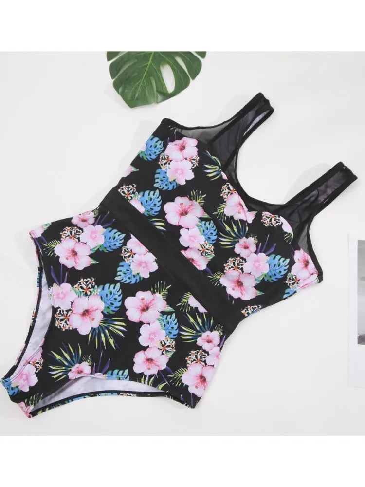One Piece Plus Size High Waist Swimsuit Women Push Up Large Size Swimsuit Summer Mujer Big Size Tummy Control Swimwear