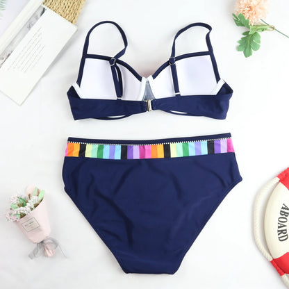 Swimwear Women Push Up Bikini Set Vintage Solid Brazilian Swimsuit Bathing Suit Beachwear Bathers