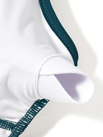 Mesh Panel Swimsuit One Piece High Cut Swimwear Women Solid Bathers Bathing Suit Female Backless Swimming Beachwear