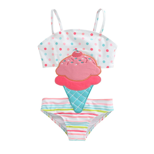 Summer Children Girl Swimsuit Icecream Design Kids Children Newborn Swimwear Beach Wear Bathing Suit