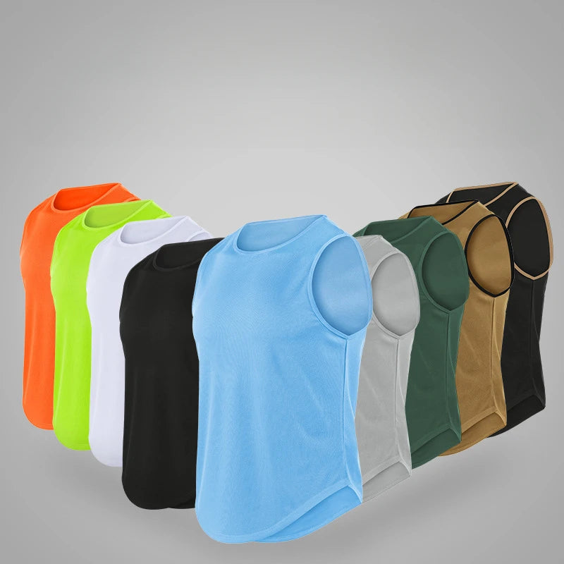 Men's Quick-Drying Sport T-shirt for Fitness and Marathon Workout Sleeveless Basketball Vest Loose Running Tank Top
