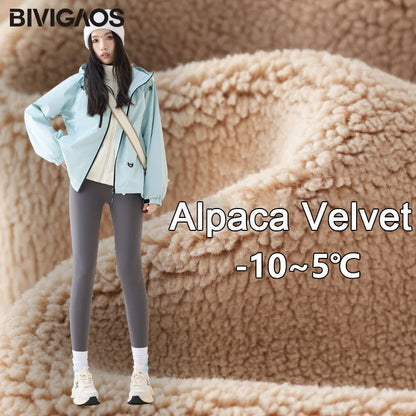 Winter High Waist Fleece Sharkskin Leggings Women Seamless Slim Tight-Fit Velvet Thickened Elastic Warm leggings