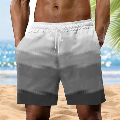 Men's Swimming Shorts 3d Print Stripe Beach Shorts Kids Fashion Short Pants Sports Fitness Quick Dry Swimwear Men Trunks