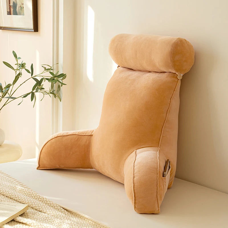Large Reading Pillow Bed Rest Pillow with Detachable Neck Roll for Sitting in Bed or Couch Back Pillow for Watching TV/Gaming