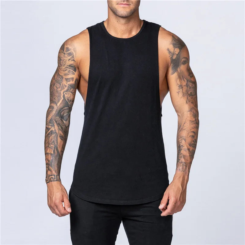 Bodybuilding Muscle Exercise Undershirt Men Gym Sports Cotton Moisture Wicking and Breathable Casual Vest Printed Workout Tops