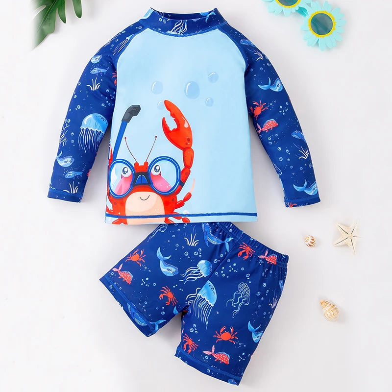 Kids' Cartoon Print Two-Piece Swim Set