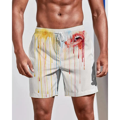 Summer Seasons Rendering Shorts Graffiti 3D Printing Men's Beach Pants Swimming Comfortable Quick Drying Fashion Youth Loose Men