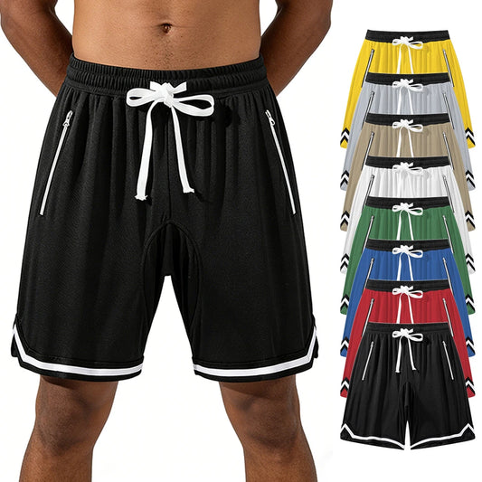 Men Casual Gym Mesh Short Lightweight Breathable Jogger Training Short Pants with Drawstring and Zip Pockets Multi-Color Options