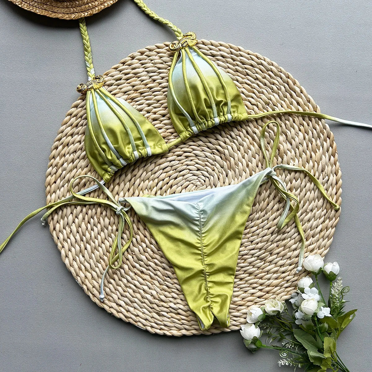 Bikini String with Tie Dye Colors Split swimwear for woman Swimwear Women Bikini Bathers