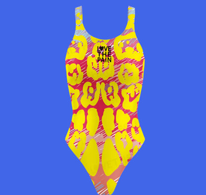 Love The Pain 2023 Women's Swimsuit Bodysuit Summer Sport Training Swimwear Backless One Piece Monokini Beach Bathing Suit