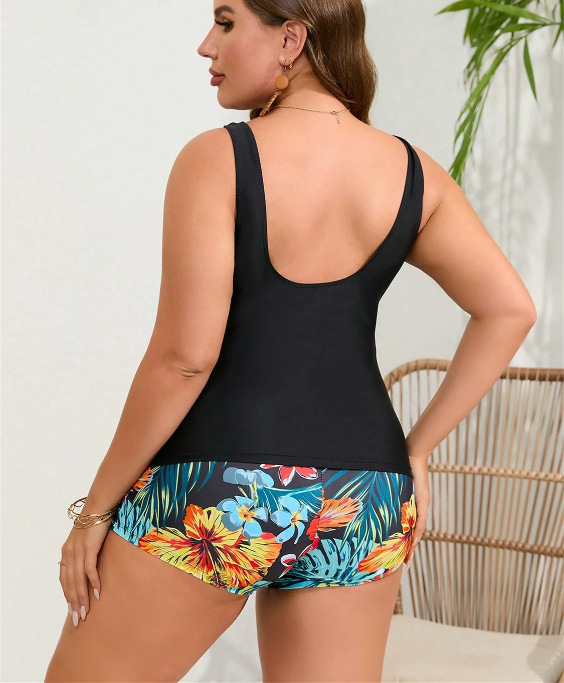 Womens Plus Size Swimwear Two Piece Tankini Swimsuit Woman Bathing Suits Printed Beach Set