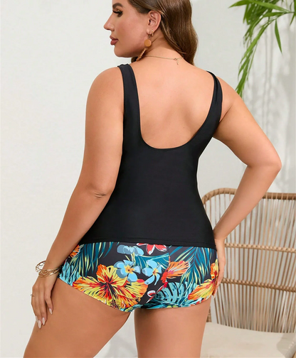 Womens Plus Size Swimwear Two Piece Tankini Swimsuit Woman Bathing Suits Printed Beach Set