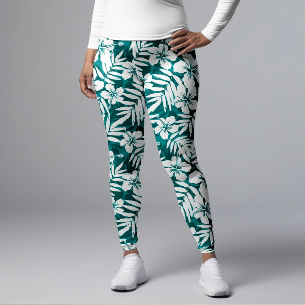 Fitness Leggings High Waist 3D Flowers Pattern Digital Print Casual Trousers Woman's Leggings