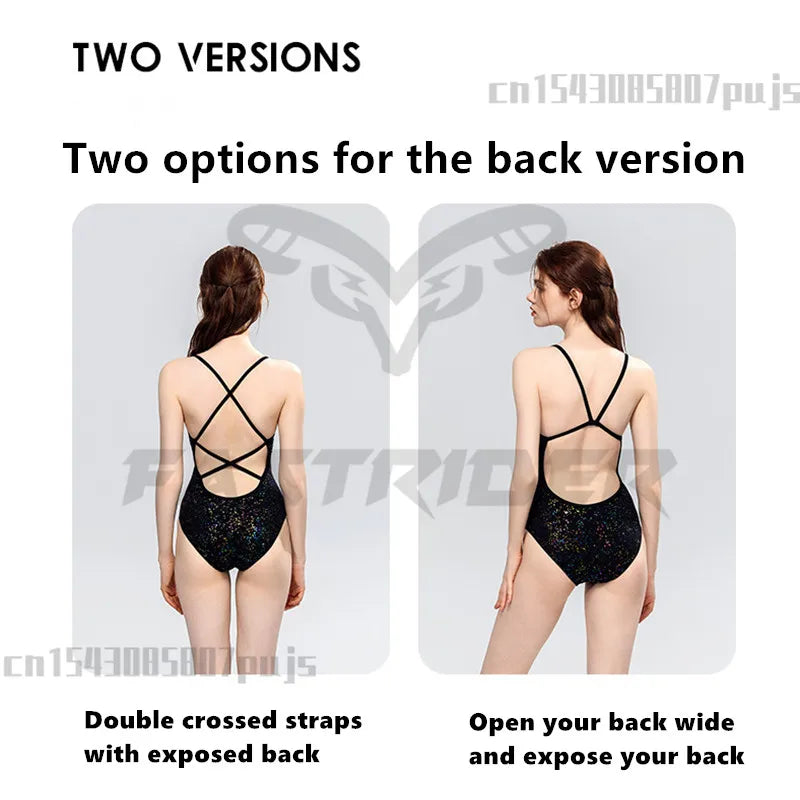 One Piece Swimsuit Women racing professional training Swimwear Swimsuit for Women Shiny Bathers