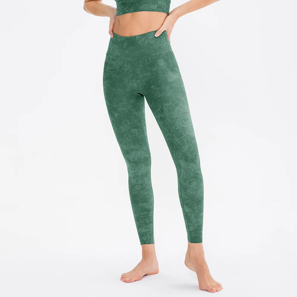 High-Waist Yoga Pants Women's Fitness Sports Printed No Obvious Stitching Butt-Lifting High-Elasticity Summer Running Exercise