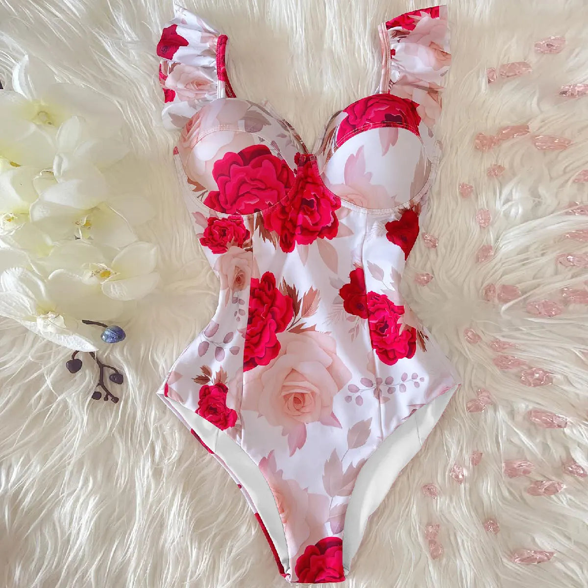 One Piece Swimsuit Female Push Up Swimwear Print Bathing Suit Summer Beachwear Hanging Neck Swimming Suit
