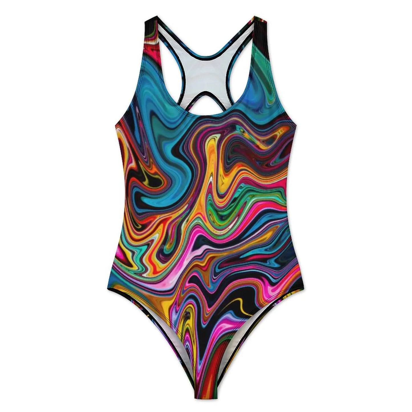 Liquid Marble Abstract Swimsuit Stripe Art Push Up Swimwear One Piece Holiday Pool Bathing Suits Bodysuit Design Beach Wear