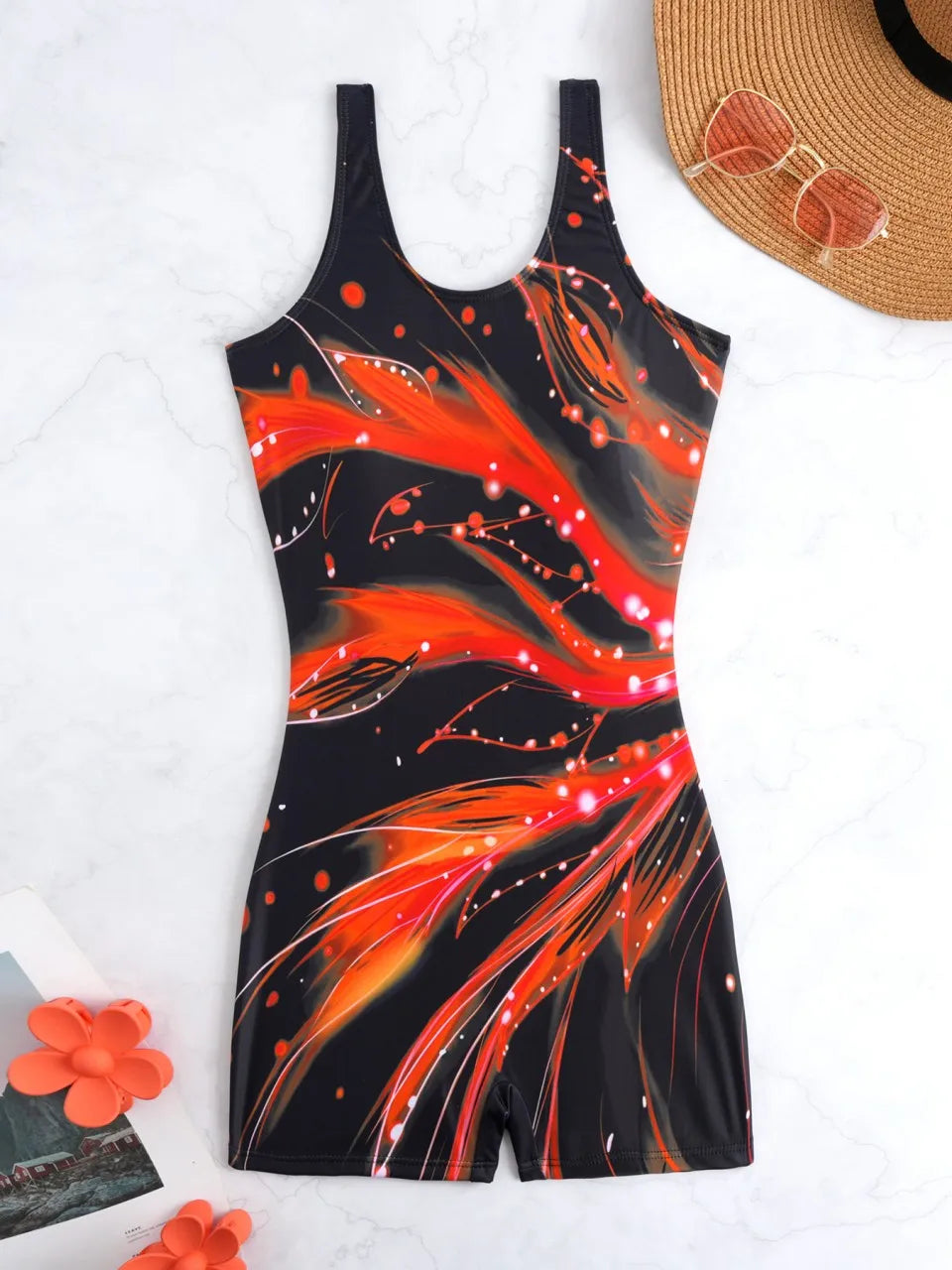 Sporty Printed Swimsuit Women One Piece Slim Surfing Swimwear Female Vintage Bathing Swimming Suit Padded Beachwear