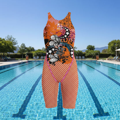 Competition Training Back Tech Suit Swimsuit Neck To Knee Women's Open Back Comfort Straps Swimsuit One-piece Jumpsuit Swimsuit