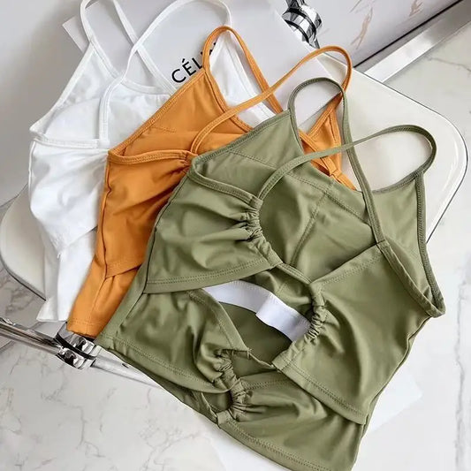 Back Cross Yoga Crop Top Fitness Push up Gym Top Bra Women Quick Drying Running Yoga Clothing Shockproof Workout Top Vest