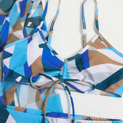 Summer Print Bikinis Swimwear Female Swimsuit Beachwear Push Up Three-Piece Bikini Set Women Swimming Bathing Suit