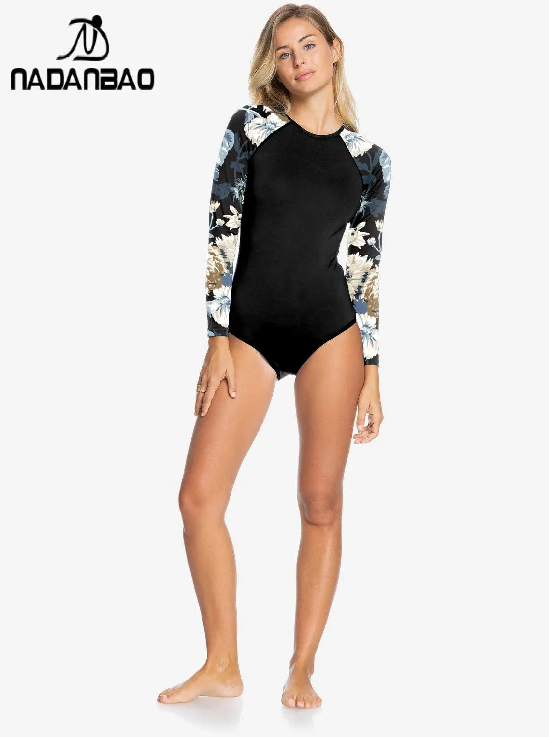 Women Swimsuit Rash Guard Black Long Sleeve Swimwear Outdoor Sport Bathing Suit Surfing Bodysuit Swim Wear Beach Monokini